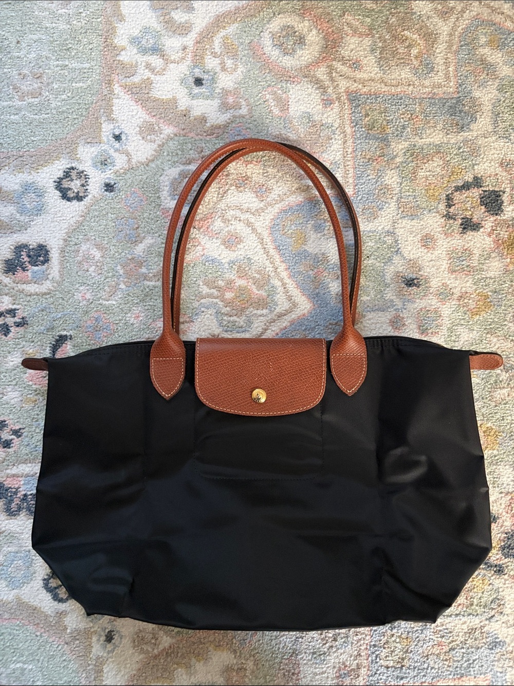 Longchamp • Le Pliage Black Nylon Tote (Medium Size)